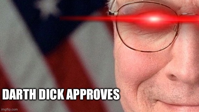 Cheney likey | DARTH DICK APPROVES | image tagged in dick cheney | made w/ Imgflip meme maker