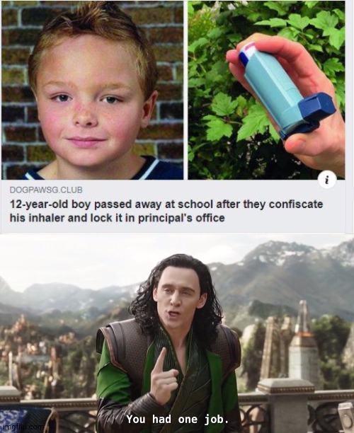 SUE THE SCHOOL | image tagged in you had one job,loki | made w/ Imgflip meme maker