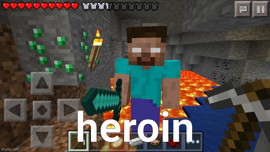 holy shit | heroin | image tagged in herobrine | made w/ Imgflip meme maker