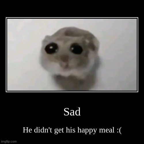 Sad :( | Sad | He didn't get his happy meal :( | image tagged in funny,demotivationals | made w/ Imgflip demotivational maker