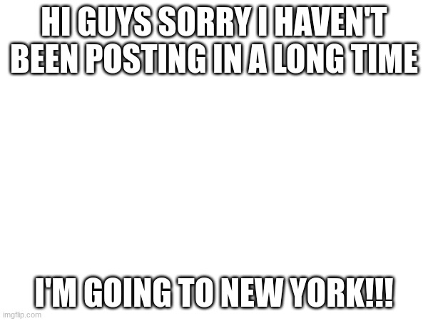 NYC!!!!!!!!! | HI GUYS SORRY I HAVEN'T BEEN POSTING IN A LONG TIME; I'M GOING TO NEW YORK!!! | image tagged in nyc,memes | made w/ Imgflip meme maker