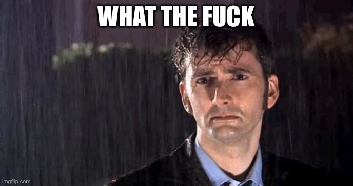 doctor who rain | WHAT THE FUCK | image tagged in doctor who rain | made w/ Imgflip meme maker