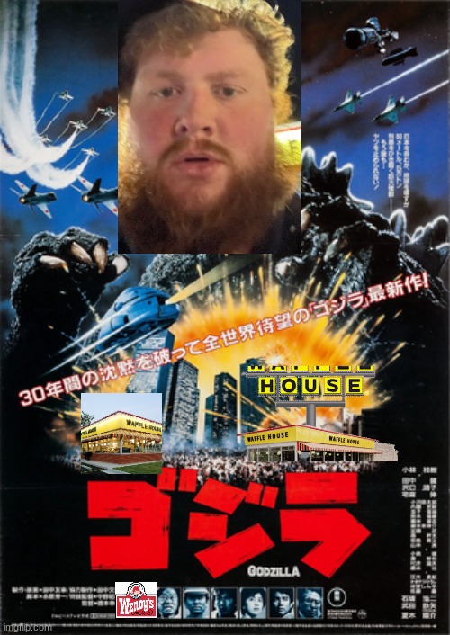 Welp, I had to do it. | image tagged in caseoh,godzilla | made w/ Imgflip meme maker
