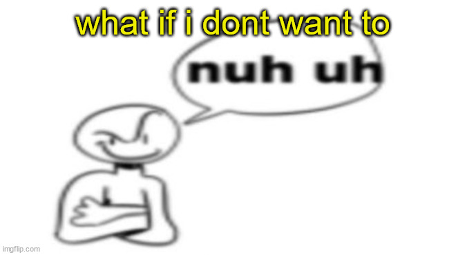 Nuh uh | what if i dont want to | image tagged in nuh uh | made w/ Imgflip meme maker
