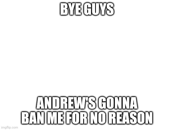 Until next time have a great day | BYE GUYS; ANDREW'S GONNA BAN ME FOR NO REASON | made w/ Imgflip meme maker