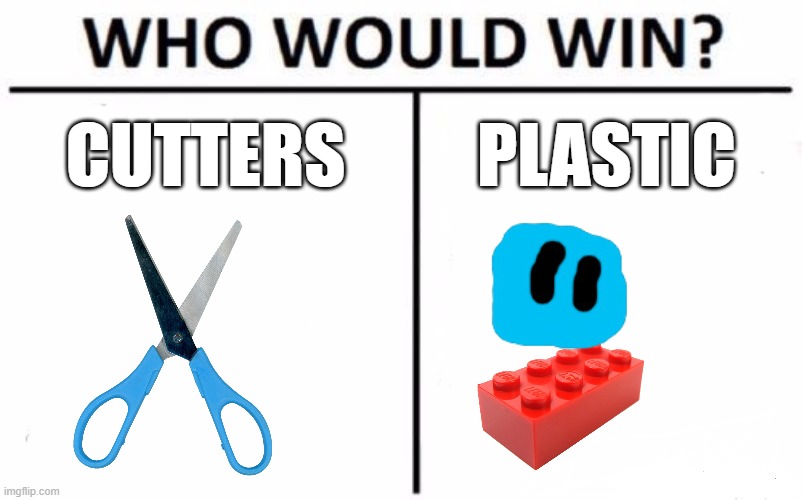 Who Would Win? Meme | CUTTERS PLASTIC | image tagged in memes,who would win | made w/ Imgflip meme maker