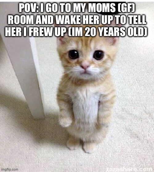 mom i frew up | POV: I GO TO MY MOMS (GF) ROOM AND WAKE HER UP TO TELL HER I FREW UP (IM 20 YEARS OLD) | image tagged in mom i frew up | made w/ Imgflip meme maker