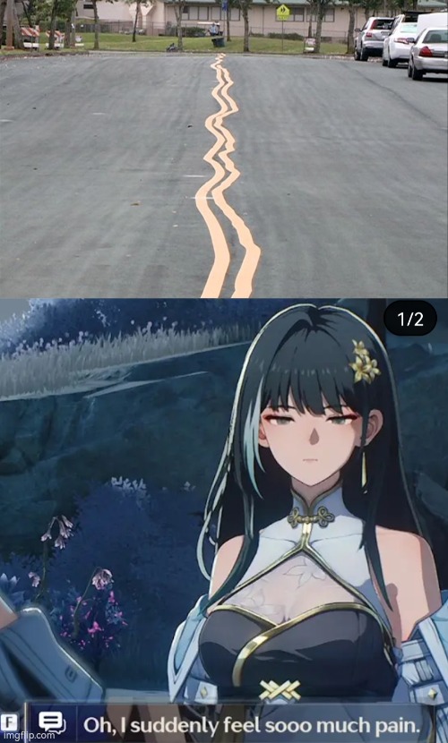 One word: Pain | image tagged in road,paint,line | made w/ Imgflip meme maker