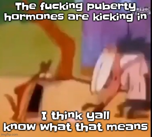Guhwhw | The fu​cking puberty hormones are kicking in; I think yall know what that means | image tagged in egg | made w/ Imgflip meme maker
