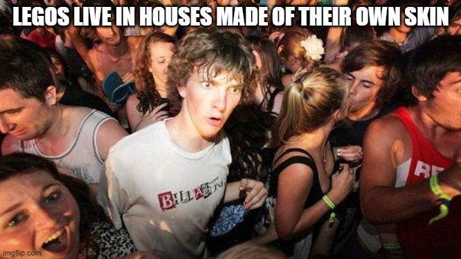 Wait...What? | LEGOS LIVE IN HOUSES MADE OF THEIR OWN SKIN | image tagged in sudden realization ralph,lego,realization | made w/ Imgflip meme maker