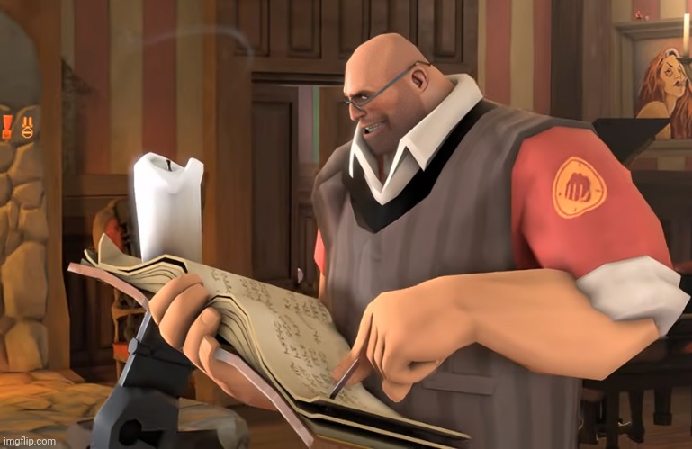 Heavy Reading | image tagged in template,tf2 heavy | made w/ Imgflip meme maker