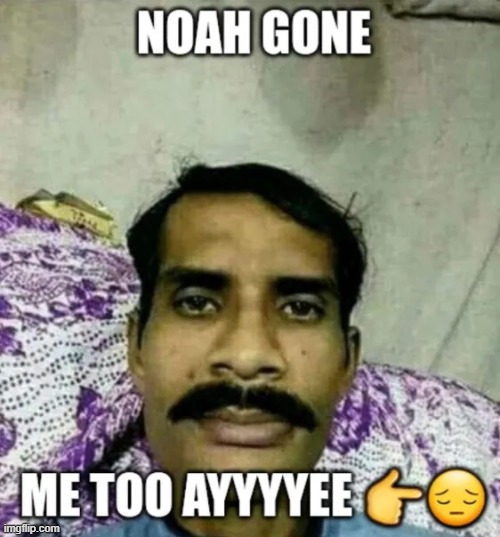 NoahTheSlayer Meme #5 - Noah is gone??? | image tagged in thiccimoto,noahtheslayer,noah the slayer,memes,india,dank memes | made w/ Imgflip meme maker