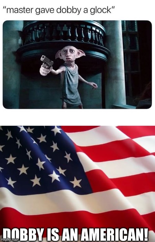 DOBBY IS AN AMERICAN! | image tagged in american flag | made w/ Imgflip meme maker