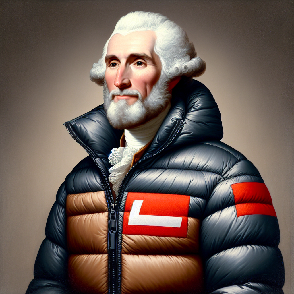 George Washington wearing a supreme puffy jacket Blank Meme Template