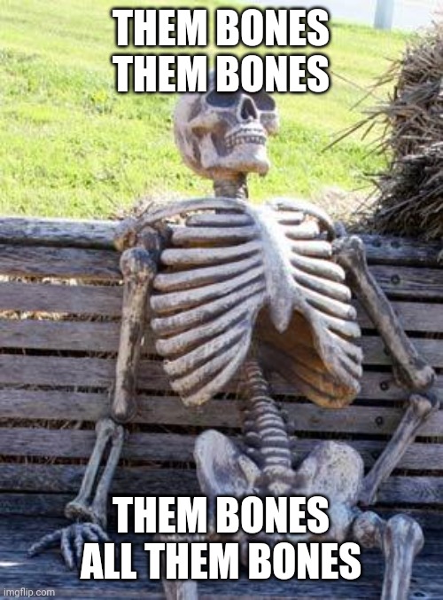 Bones | THEM BONES THEM BONES; THEM BONES ALL THEM BONES | image tagged in memes,waiting skeleton,funny memes | made w/ Imgflip meme maker