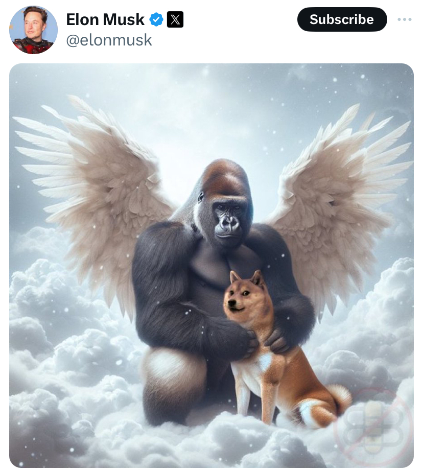 Doge in heaven Elon tweet Blank Meme Template