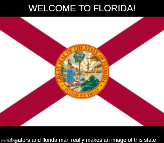 WELCOME TO FLORIDA! alligators and florida man really makes an image of this state | made w/ Imgflip meme maker