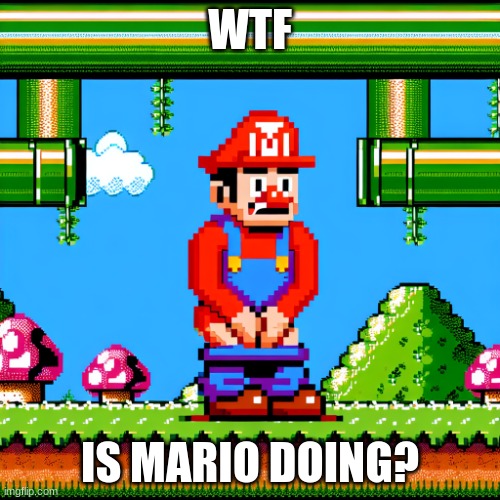 Mario Shit His Pants | WTF; IS MARIO DOING? | image tagged in mario shit his pants | made w/ Imgflip meme maker