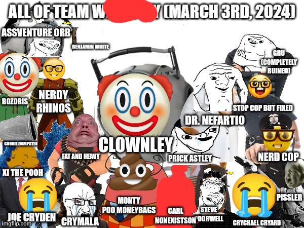 Fixed (Ignore the spelling mistakes) | image tagged in all of team w y as of march 3 2024 | made w/ Imgflip meme maker