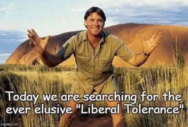 Crikey...  it doesn't exist | image tagged in no such thing,liberal tolerance | made w/ Imgflip meme maker