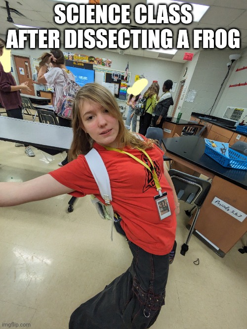 Out of context | SCIENCE CLASS AFTER DISSECTING A FROG | image tagged in frog,science | made w/ Imgflip meme maker