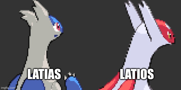 i switched the shines to be the counterpart's colors | LATIAS; LATIOS | made w/ Imgflip meme maker