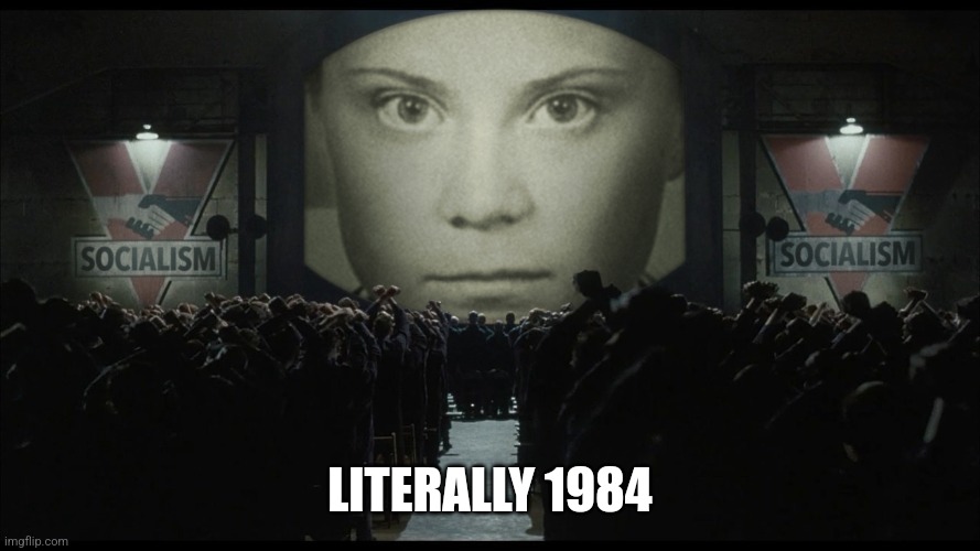 Greta Thunberg | LITERALLY 1984 | image tagged in greta thunberg | made w/ Imgflip meme maker