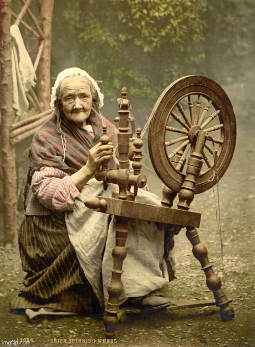 Old Woman at Spinning Wheel | image tagged in old woman at spinning wheel | made w/ Imgflip meme maker