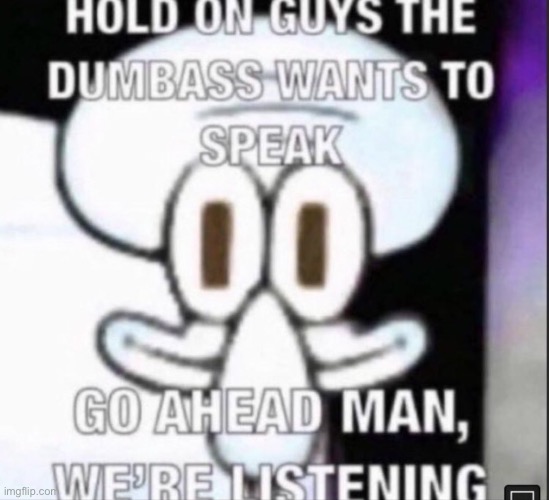 hold on guys the dumbass wants to speak | image tagged in hold on guys the dumbass wants to speak | made w/ Imgflip meme maker