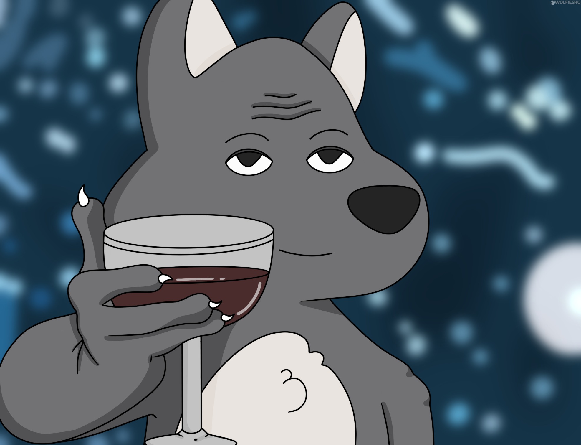 Wolfie Cheers Meme | image tagged in wolfie,cheers,toast,celebration,good luck,dog | made w/ Imgflip meme maker