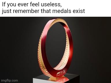 If you ever feel useless, just remember that medals exist | image tagged in formula 1,chinese,trophy | made w/ Imgflip meme maker