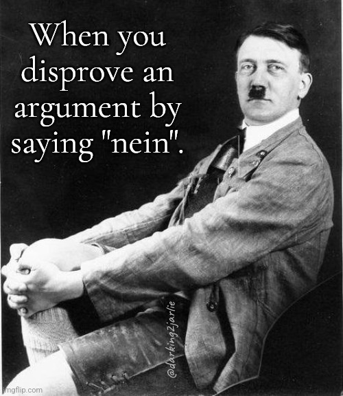 Never say no. | When you disprove an argument by saying "nein". @darking2jarlie | image tagged in hitler relax,hitler,adolf hitler,german | made w/ Imgflip meme maker