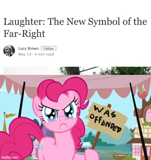 This offends Pinkie Pie | image tagged in clickbait,my little pony friendship is magic,pinkie pie,laughter,offended,alt right | made w/ Imgflip meme maker