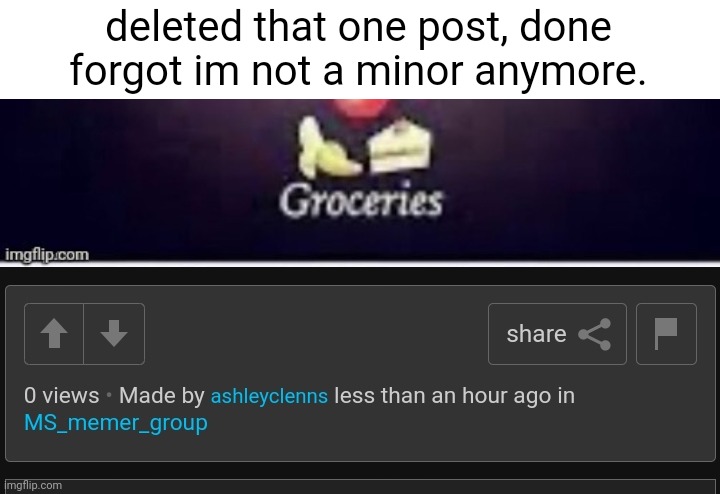 deleted that one post, done forgot im not a minor anymore. | made w/ Imgflip meme maker