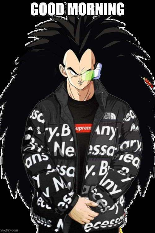 i have awoken | GOOD MORNING | image tagged in drip raditz | made w/ Imgflip meme maker