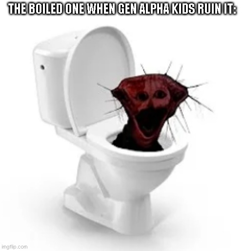 WHY | THE BOILED ONE WHEN GEN ALPHA KIDS RUIN IT: | image tagged in skibidi boiled one,memes | made w/ Imgflip meme maker