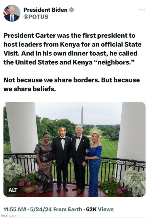 Joe hosted a Kenyan...Looks Familiar... | image tagged in joe biden,kenya,barack obama | made w/ Imgflip meme maker