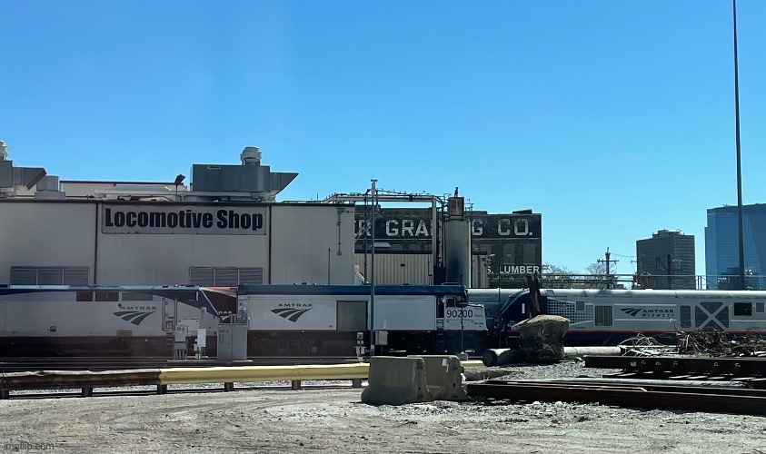 Union Station locomotive shop with GE Genesis, Siemens Charger, and F40ph | made w/ Imgflip meme maker