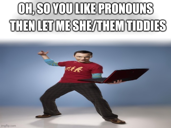 THEN LET ME SHE/THEM TIDDIES; OH, SO YOU LIKE PRONOUNS | image tagged in memes | made w/ Imgflip meme maker