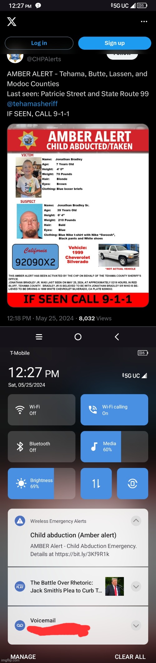 Just got a amber alert about someone taking his own son. Probably must've been a bad relationship between the parents | made w/ Imgflip meme maker