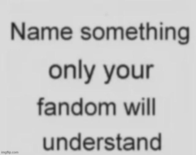Name something your fandom will understand | image tagged in name something your fandom will understand | made w/ Imgflip meme maker
