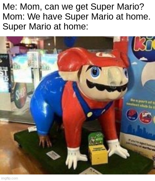Mario at home | Me: Mom, can we get Super Mario?
Mom: We have Super Mario at home.
Super Mario at home: | image tagged in mario,at home,funny,memes | made w/ Imgflip meme maker