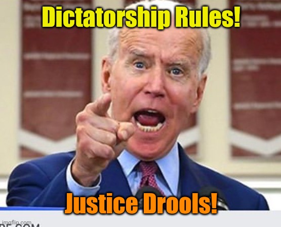Joe Biden no malarkey | Dictatorship Rules! Justice Drools! | image tagged in joe biden no malarkey | made w/ Imgflip meme maker