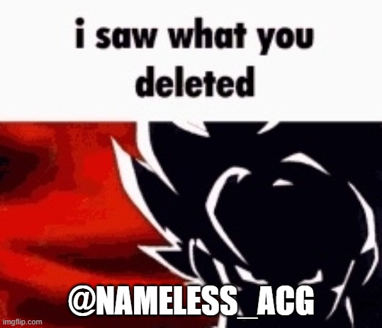 i saw what you deleted | @NAMELESS_ACG | image tagged in i saw what you deleted | made w/ Imgflip meme maker