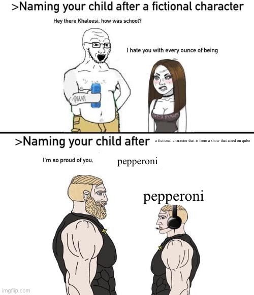 naming your child after x | a fictional character that is from a show that aired on qubo; pepperoni; pepperoni | image tagged in naming your child after x | made w/ Imgflip meme maker