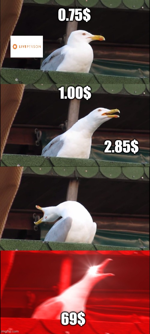 Inhaling Seagull Meme | 0.75$; 1.00$; 2.85$; 69$ | image tagged in memes,inhaling seagull | made w/ Imgflip meme maker