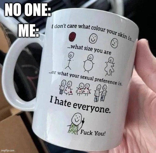 I hate everyone except me | ME:; NO ONE: | image tagged in funny | made w/ Imgflip meme maker