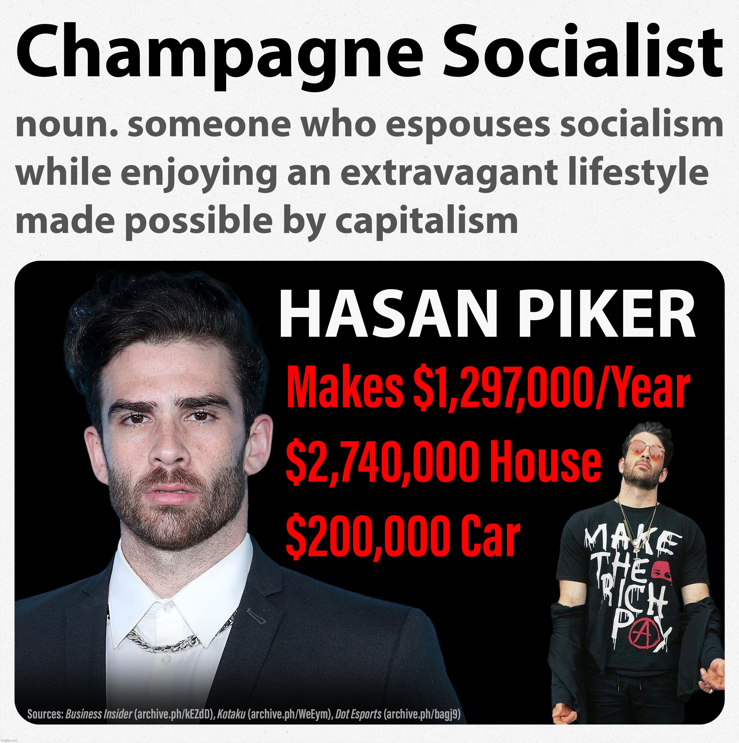 Hasan Piker is a popular socialist livestreamer (and hypocrite) | made w/ Imgflip meme maker