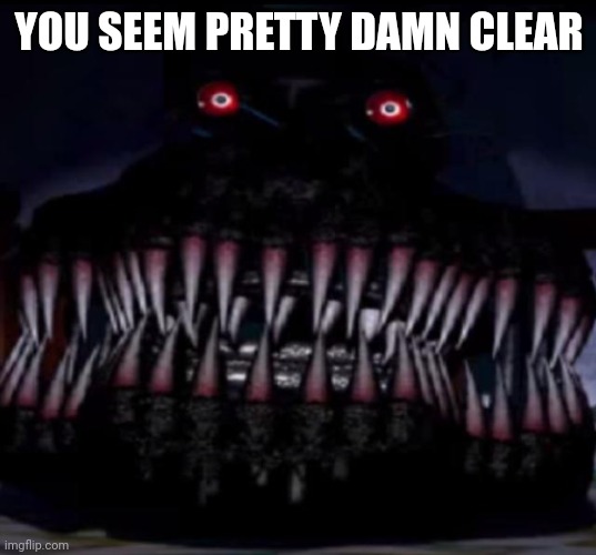 What a Nightmare | YOU SEEM PRETTY DAMN CLEAR | image tagged in what a nightmare | made w/ Imgflip meme maker