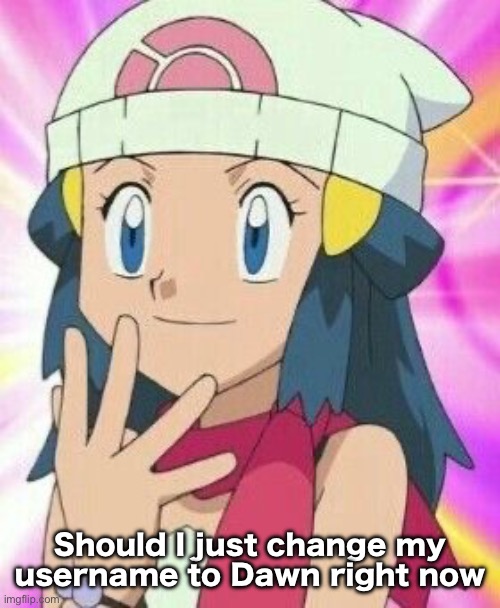 Dawn | Should I just change my username to Dawn right now | image tagged in dawn | made w/ Imgflip meme maker